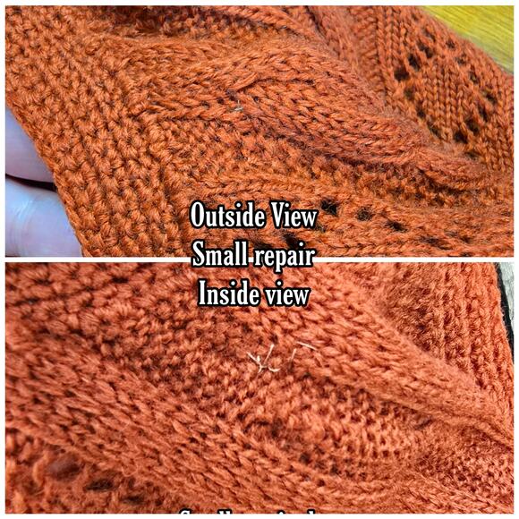 VTG Cardigan Rust Orange Wool Size M Cable Knit Vintage Button Front Sweater - Picture 7 of 10